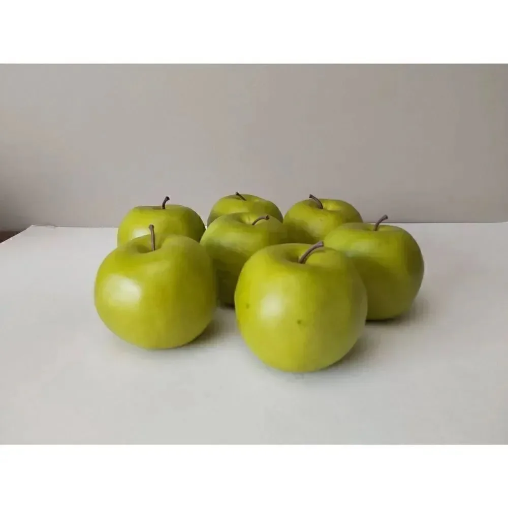 Faux Green Apples Lot of 7 Artificial Fake w/stems